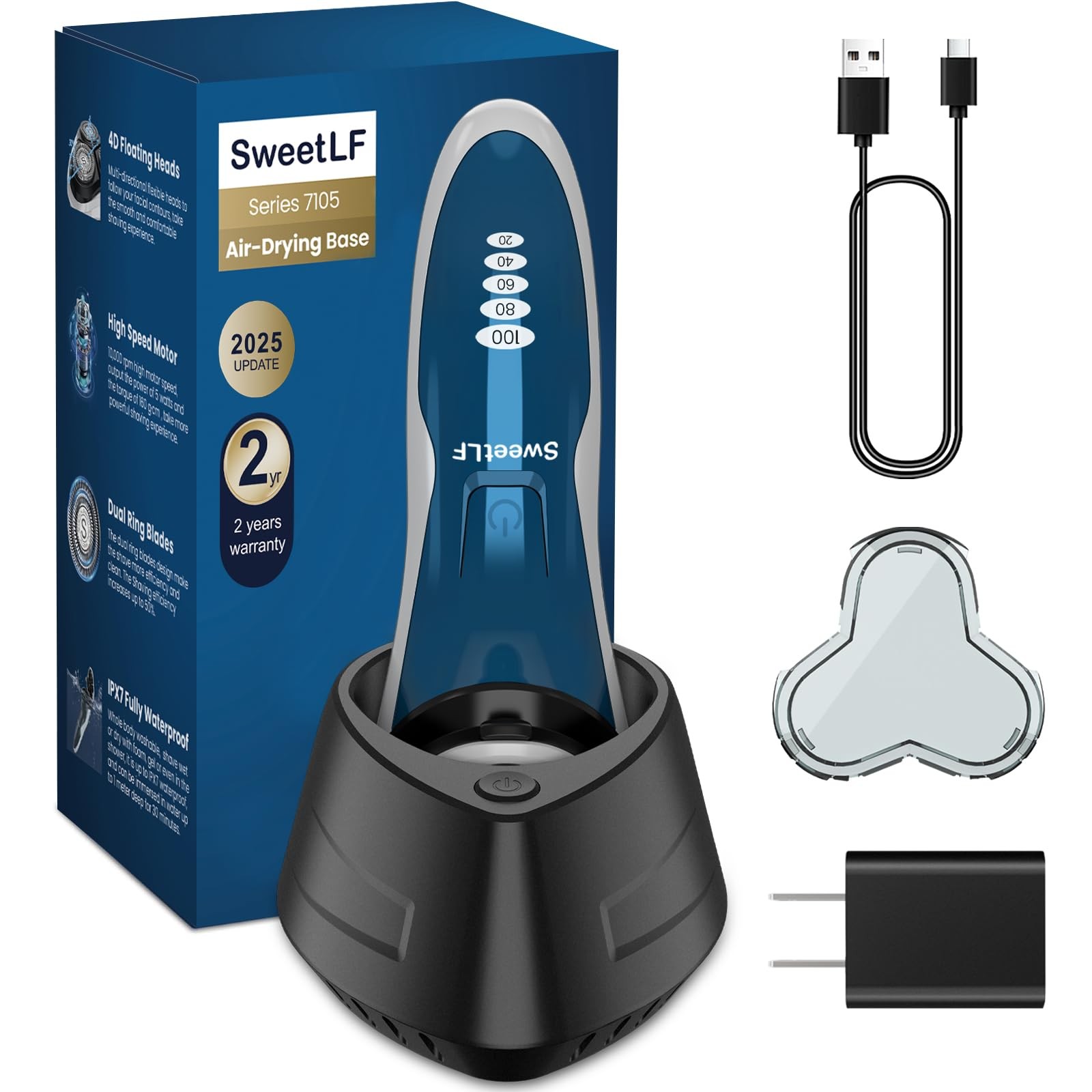 With Air Drying Base - Ipx7 Waterproof Electric Razor, Recha