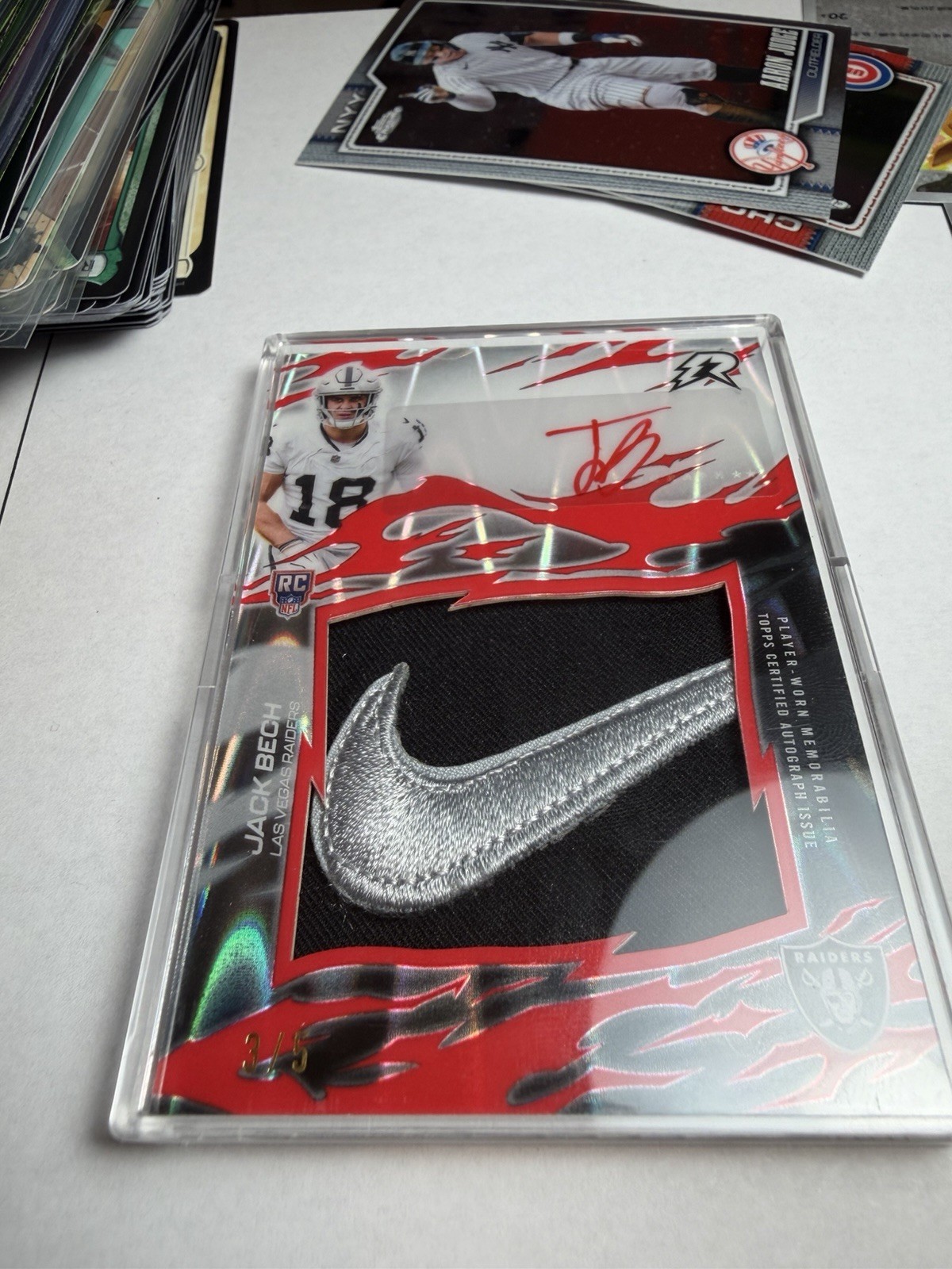 2025 Topps Resurgence Jack Bech Rookie Relic Auto Patch RRS-JB /5 FULL NIKE LOGO view 5