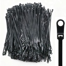 400 PCS Zip Tie Screw Hole Automotive Wire Self Locking Mount Black 8 Inch