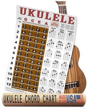 Ukulele Fretboard Notes  Chord Chart Instructional Poster GCEA Tuning Easy U...