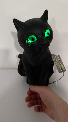 Spirit Halloween Turning Head Cemetery Cat Black Glowing Green