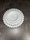 Set Of 3 Vtg Hazel Atlas Milk Glass Sunflower Daisy Ashtray Trinket