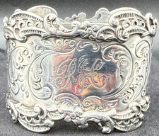 Repousse Sterling Silver Napkin Ring Monogram .925 39g Oval