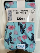 NEW Disney Stitch Pajama Sleep Pants Women's Size L Pockets Lilo and Stitch
