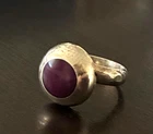 Vintage Sterling Silver Ring with Maroon Cabochon