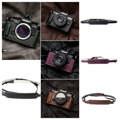 For Nikon ZF Handmade Real Leather Camera Half Case Bag Covers Shoulder Strap