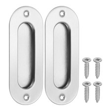 2Pcs Recessed Finger Flush Pulls 4" Arc Sliding Pocket Door Handles Silver