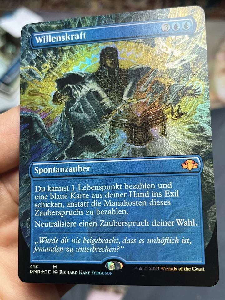 🔥 GERMAN Borderless Foil Force of Will 🔥Ultra Rare🔥 Dominaria Remastered Mtg - Image 2 of 4