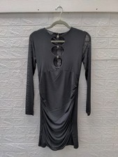 New Bebe Women's Button Detail Mesh Midi Dress Sz S