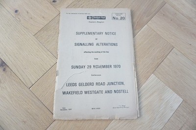 1970 Leeds Gelderd Wakefield Stellwerk Eisenbahn Signalplan Hinweis Karte 