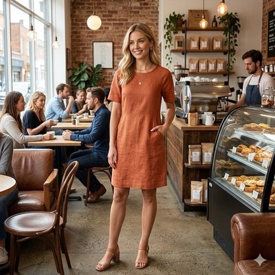 Noa Linen Dress Sizes 6-8 10-12 14-16