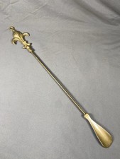 Brass Shoe Horn With Fleur De Lis Design Handle 20 Long