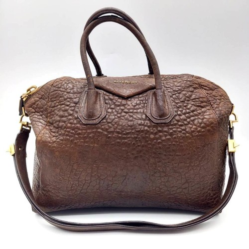 GIVENCHY Antigona 2way Handbag Brown Grainy Leather Shoulder Bag