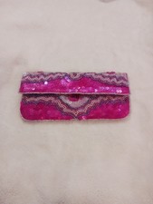Vintage K C Malhan Beaded Sequins Clutch Wristlet Evening Bag Sparkle Statement