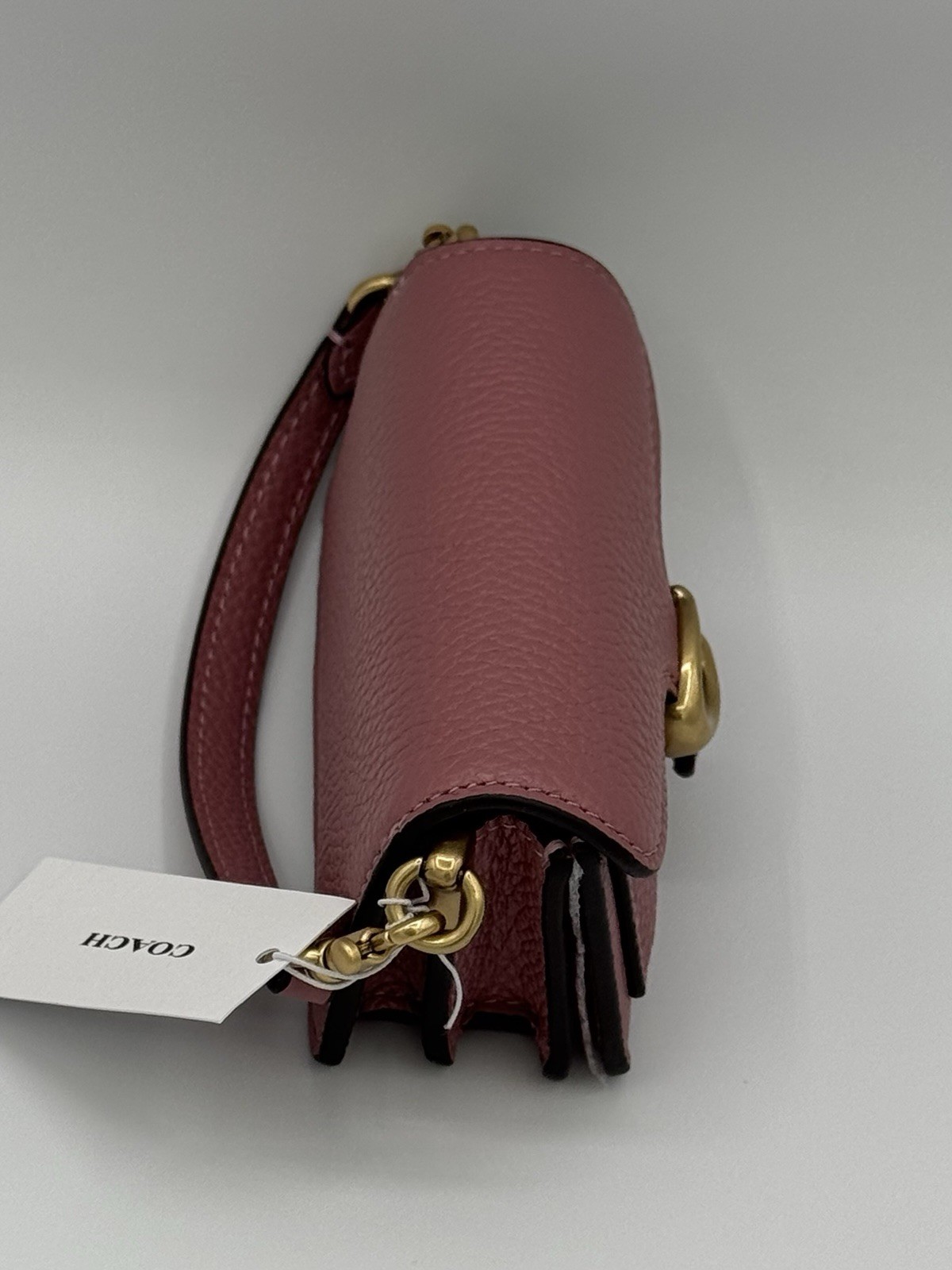 💞NEW Coach👛Tabby Bag Charm👛Pebble Leather✨Chain Strap✨Peony Pink CZZ00 thumbnail 7