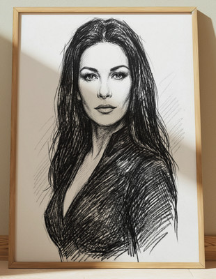 CATHERINE ZETA-JONES MORTICIA ADDAMS WEDNESDAY DRAWING PRINT SKETCH 8'' x 10''