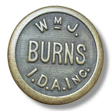 Vintage WMJ Burns IDA Inc Brass Uniform Button Superior Quality 1 Inch