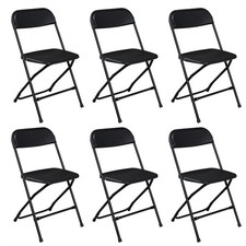 6-Pack Black Garden Plastic Folding Chairs, Injection Molding Classic Style