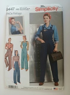 Uncut 1940s Retro Reprint Dungarees Blouse 6 14 Sewing Pattern Simplicity 8447