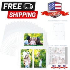 50 Pack Ultra Clear 4x6 Photo Album Pages for 3 Ring Binder, Mixed Format, Ar...