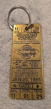 Brass Key Chain Fob Super Bowl 1985 XIX Championship Ticket Stanford Used 