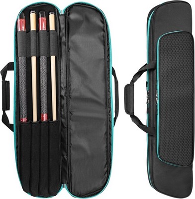 GOBUROS 2x2 Pool Cue Case Holds 2 Butts and 2 Shafts, Soft Pool Stick Holder Cas