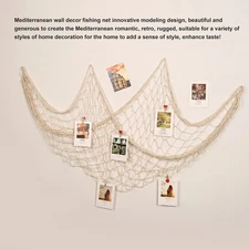 Fishing Net Decor Hand Woven Cotton Thread Mediterranean Fishing Net Wall
