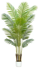 Artificial Palm Tree Indoor 5ft with White Pot,Realistic Leaves and Adjustabl...