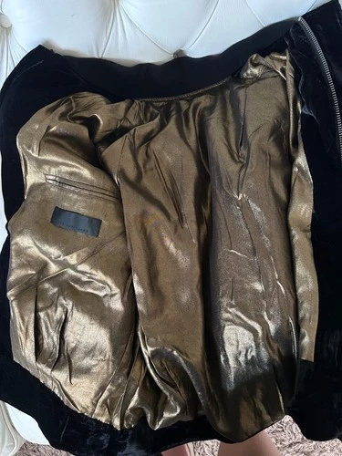 HAIDER ACKERMANN FW16 Velvet Biker Bomber Jacket Gold Lining Black Grail⁠ image 12