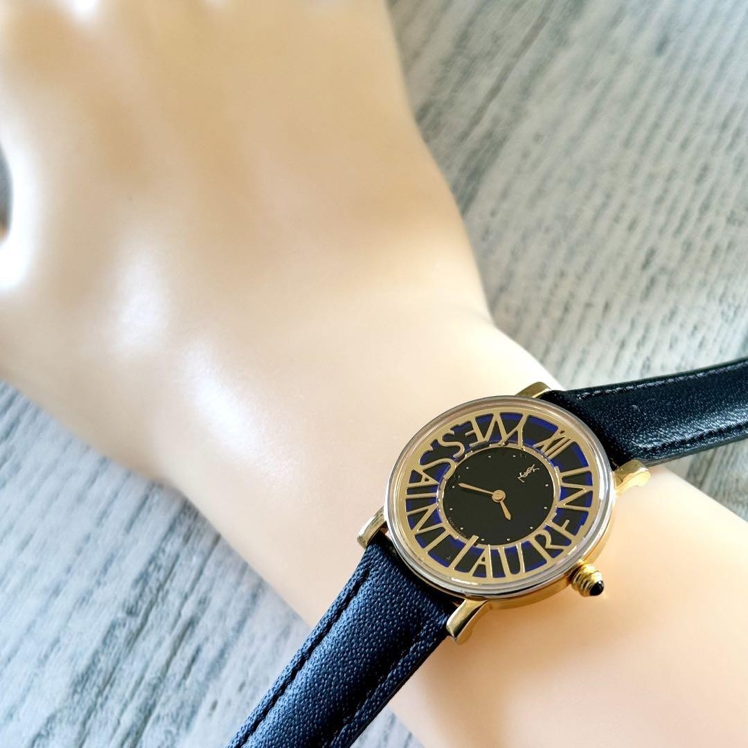 Battery replaced] Yves Saint Laurent watch YSL logo black | eBay