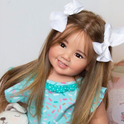 28'' Reborn Baby Doll Toddler Lovely Girl Rooted Hair Cloth Body Lifelike Gift