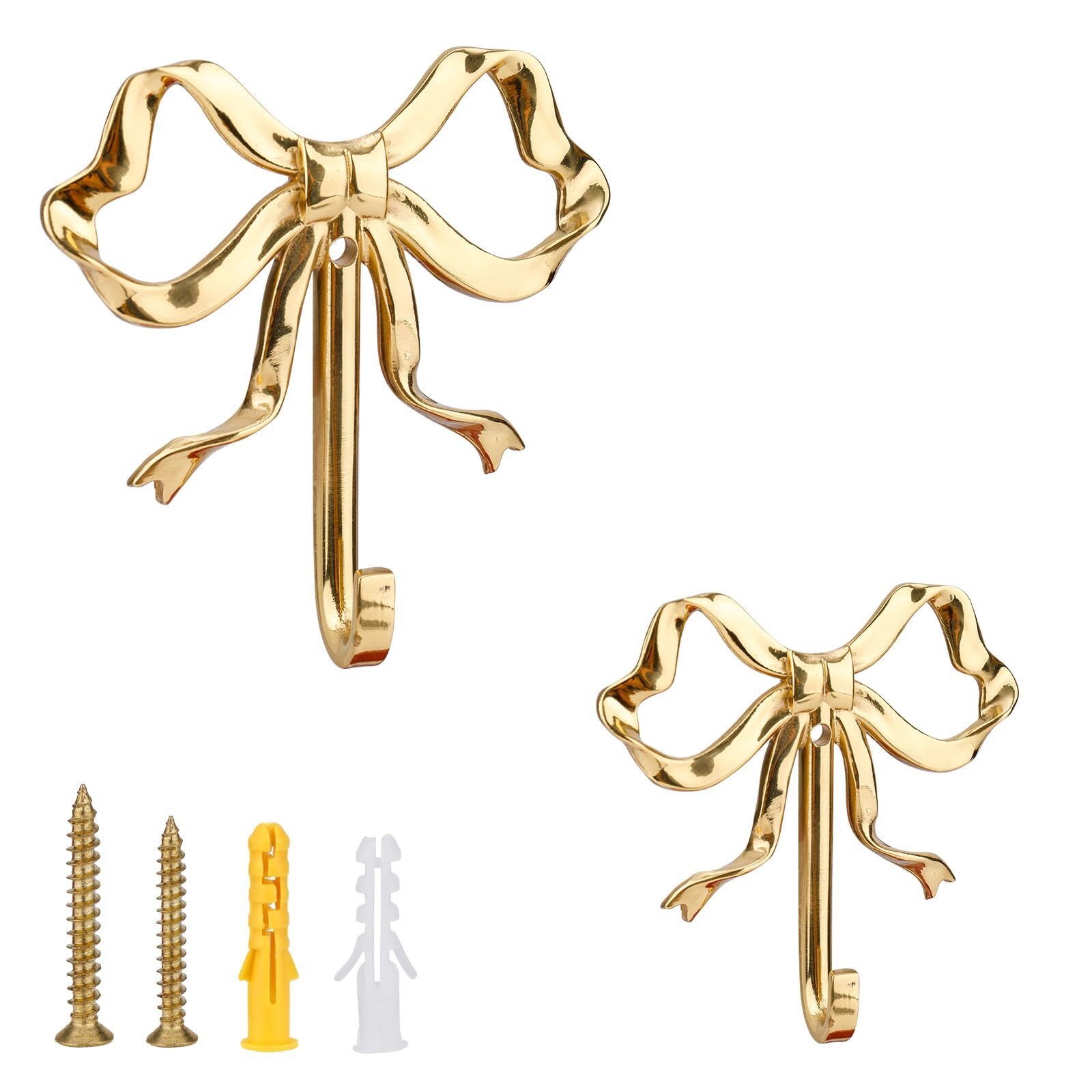 Ganci XIHIRCD Oro Appendiabiti Fiocco - 2 Pezzi Decorazione Casa Retro