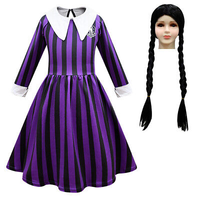 Halloween Wednesday Addams Costume Girl For Kids Fancy Carnival Disguise  Party Children Clothing Merlina Cosplay 3-8Y Princess