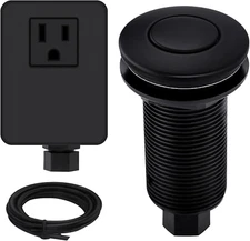 Garbage Disposal Air Switch Kit with Long Button, Matte Black (Brass Cover)