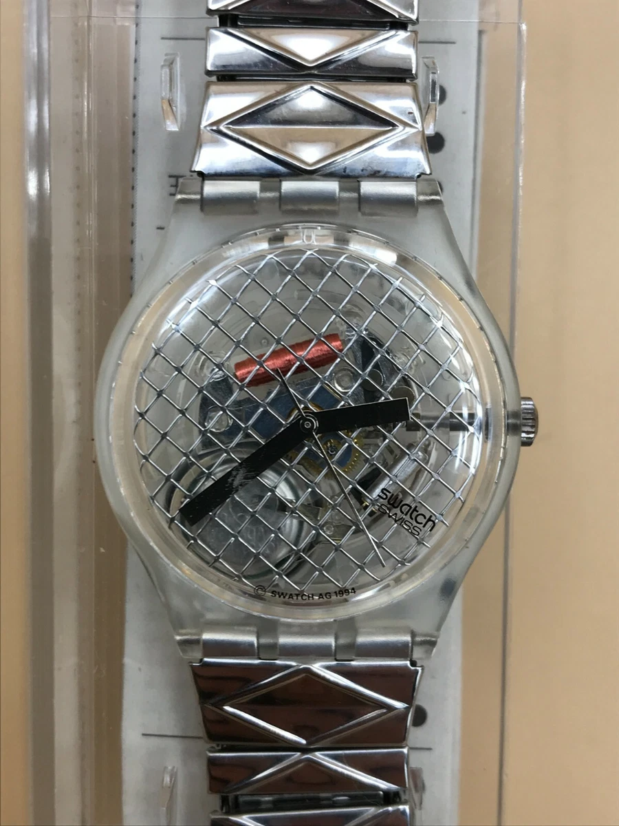 SWATCH Gent SILVER NET GK186 Watch NEW NOS Silver Transparent extraordinary