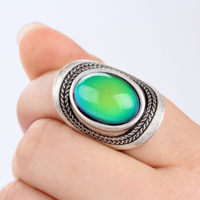 2025 Large Big Color Change Mood Oval Stone Ring Emotion Feeling Ring Size 7/8/9