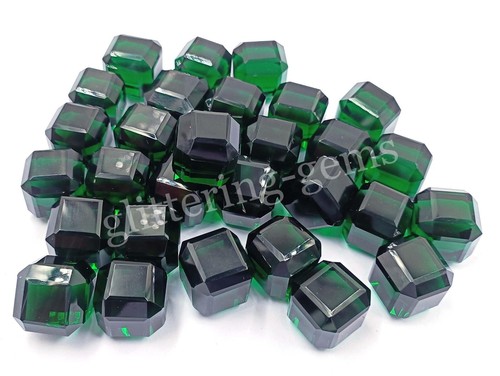 (ONLY 1 PIECE) Green Moldavite Natural 50-55 Ct Faceted Cubic Cut Loose Gems 25C - Picture 3 of 14