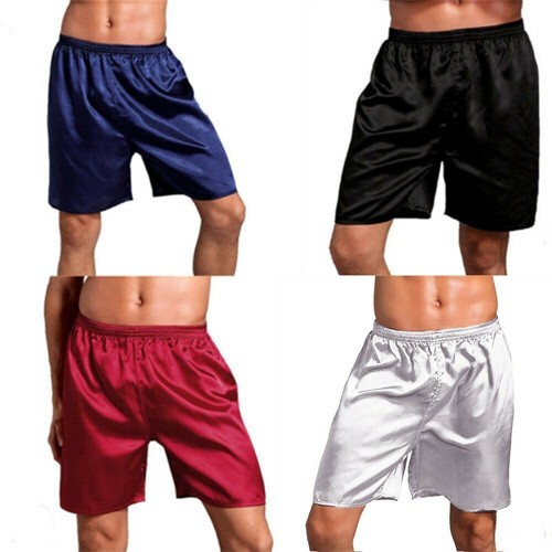 Uomo Casa Raso Seta Pigiama Pantaloncini Pigiama da Notte Pantaloni Sonno  Fondo | eBay