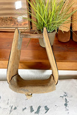 Western Saddle Stirrup 8 x 4 X 6 in Bell Metal Covered Leather foot