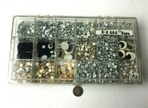 Craft Lot Of E-Z Glu Wiggly Googly Eyes Multi Size Colors With Plastic Container