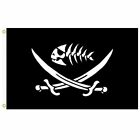 12"x18" Black Pirate Fish Flag Swords Banner Boat Beach Jolly Roger Usa America