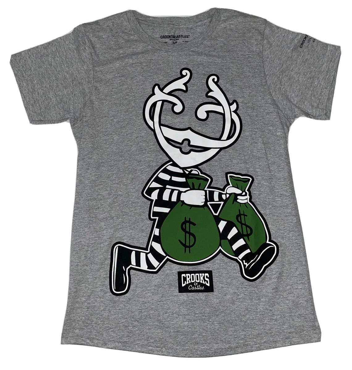 Mens Small Gray Crooks Castles Monopoly T Shirt New