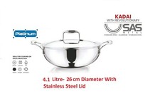 VINOD Stainless Steel Tri Ply EXTRA DEEP Kadai Wok Saucepan, Food Server Dish