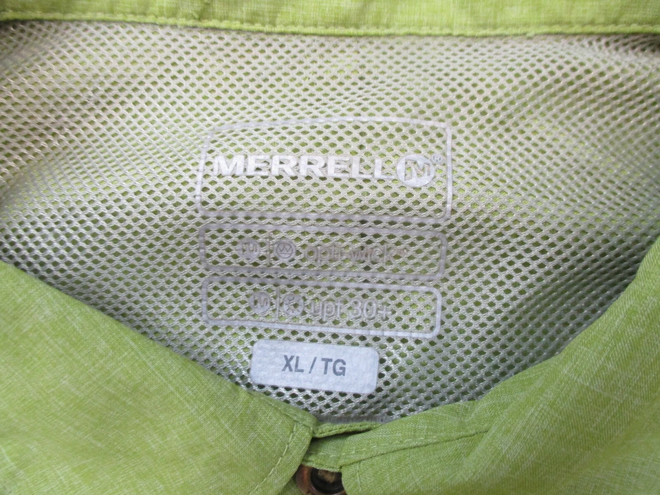 Merrell Shirt Mens Extra Large Green Hiking Short Sleeve Button Up Camp UPF - Image 4 of 4