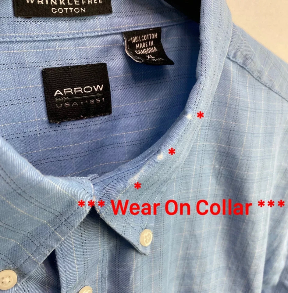 Camisa Arrow USA 1851 Para Hombre Abotonada Cuello LS Talla XL Azul A Cuadros Foto 4 de 4