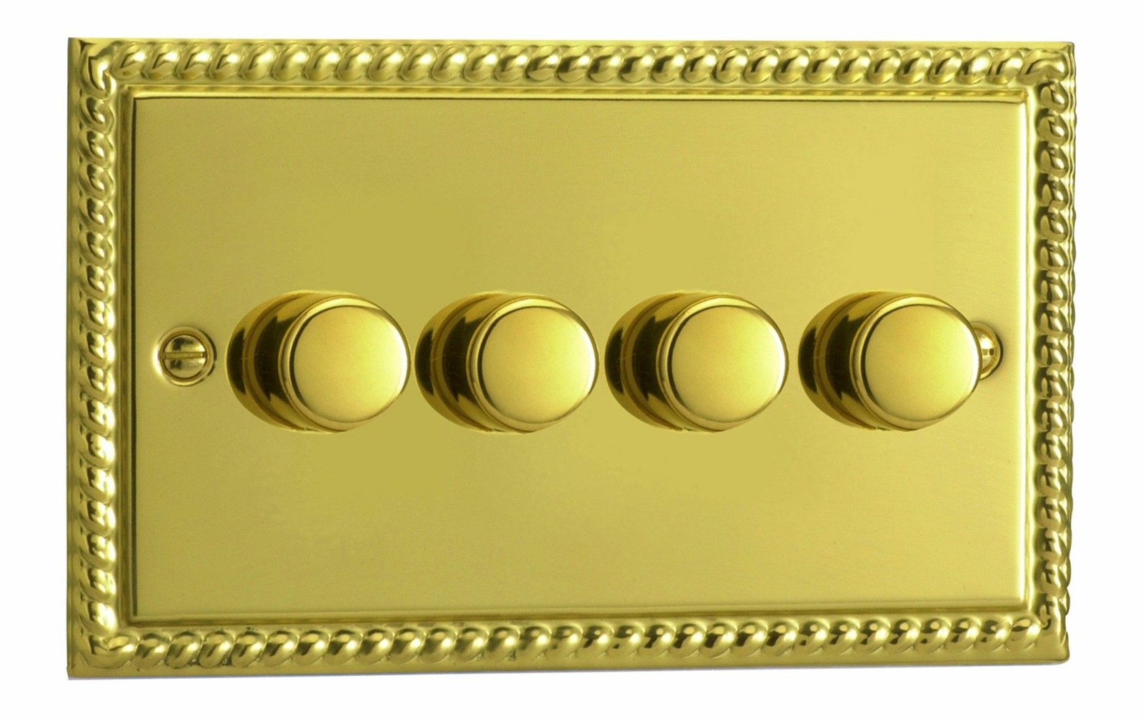 Varilight JGDP254 Georgian Polished Brass 4 Gang 2 Way LED Dimmer 0-120W V-Pro