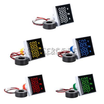 50mm 3-in-1 LED Digital Voltage Current Frequency Meter AC60-500V 0-100A 20-75Hz
