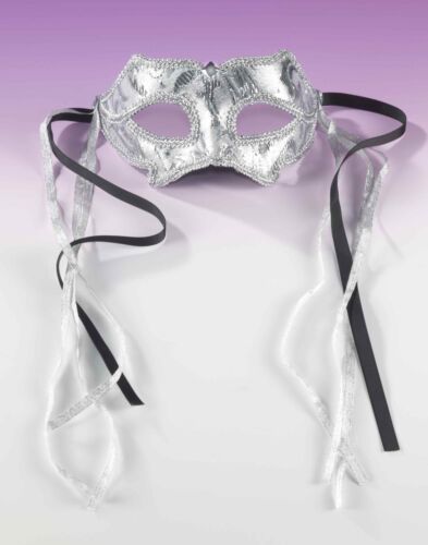 Forum Novelties Beautiful Victorian Half Masquerade Venetian Mask, Silver Bla... - Picture 2 of 3