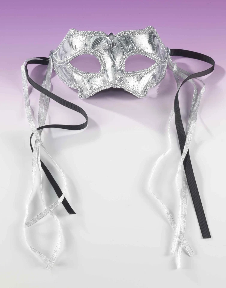 Beautiful Victorian Half Halloween Polyester Venetian Mask, For Adult, Silver... - Image 2 of 3