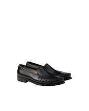 PRADA 1200 Black Brushed Leather Loafers New And Authentic
